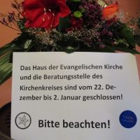 Verwaltungsamt und Diakonie geschlossen