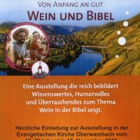 „Wein und Bibel“ – Ausstellung und Weinprobe in der Evangelischen Kirche Oberwambach